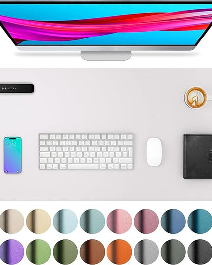 Aothia Large PU Leather Desk Pad Protector – Non-Slip Mouse Pad & Writing Mat for Office/Home, Waterproof, Easy to Clean (31.5" x 15.7", Pale Lavender White)