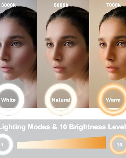 Ring Light Clip on Laptop Monitor, Webcam Light 10 Brightness Level Video Conference Lighting for Remote Working/Zoom Calls/Self Broadcasting/Live Streaming/Video Recording/TikTok