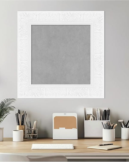 Amanti Art White Framed Magnetic Board 23x23 Small Vision Board for use with Magnets, 100% Metal Sheet to Display Items as Office Decor or for Home Organization in mudroom, Kitchen or Kids Room