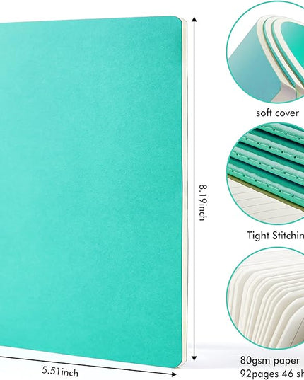 36 Pack Soft Cover Journal Bulk, Feela Lined Blank Travel Journal for Women Men Writing, Notebooks College Ruled for Work, Note Taking Notebook School Business Supplies, 8.2” x 5.5”, A5, Emerald