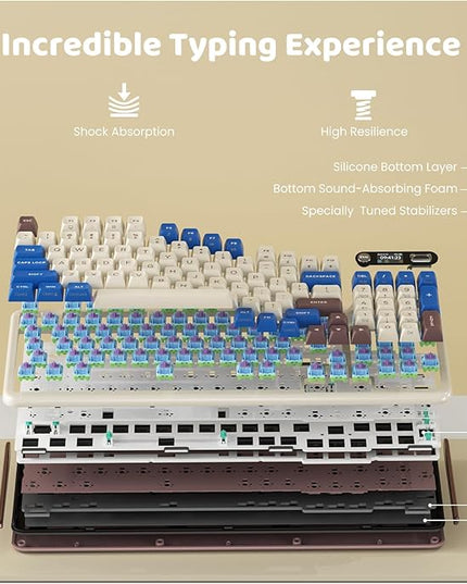 KZZI Z98 Wireless Mechanical Keyboard, Smart Display & Knob, BT5.0/2.4GHz/USB-C, Hot Swappable Custom Keyboard, Pre-lubed Linear Switches, Gasket Mount, RGB Creamy Gaming Keyboard