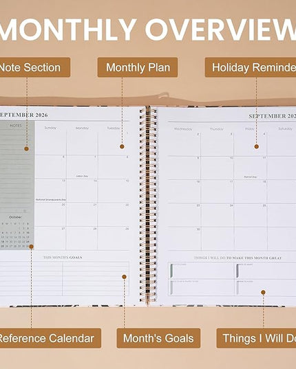 2026 Planner Weekly and Monthly Daily Calendar Planners 8.5 x 11, Jan 2026-Dec 2026, Hard Cover Large Yearly Agenda with Stickers & Tabs for Women Work Home- Green Floral