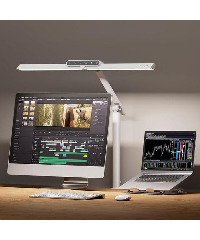 Honeywell LED Desk Lamp with Clamp - HJ1 Sunturalux Eye-Caring Clip on Lights for Home Office, 1200LM Clamp Lamp 4 Color Modes Stepless Dimming Task Desk Light for Working White