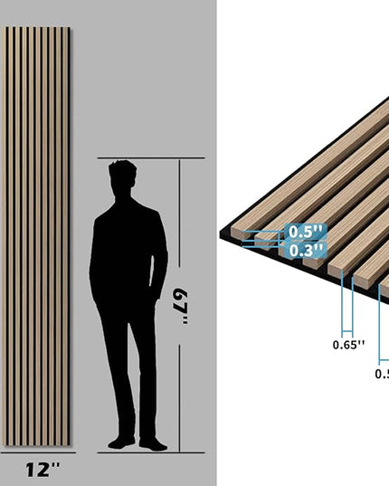 Art3d 2-Pack 108" x 12" Acoustic Wood Panels for Wall, Soundproof Wood Slat Panel for Wall and Ceiling, 3D Fluted Sound Absorbing Paneling for Interior Wall Decor, Living Room, Bedroom - Peach