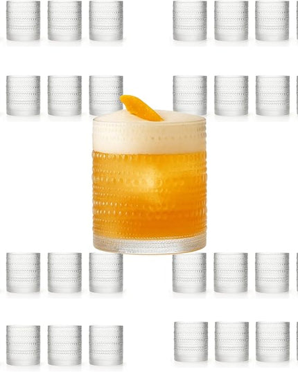 LEMONSODA Vintage Clear Hobnail Drinking Glasses (Lowball 10oz, Set of 32) [2223]