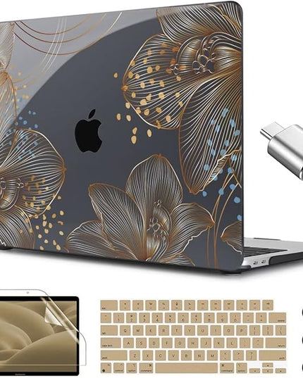 CISSOOK Gorgeous Flower Case for MacBook Air 13.6 inch M4 M3 M2 2025 2024 2022 Release, Hard Shell Case with Keyboard Cover +Screen Protector for MacBook Air 13 inch A3240 A3113 A2681
