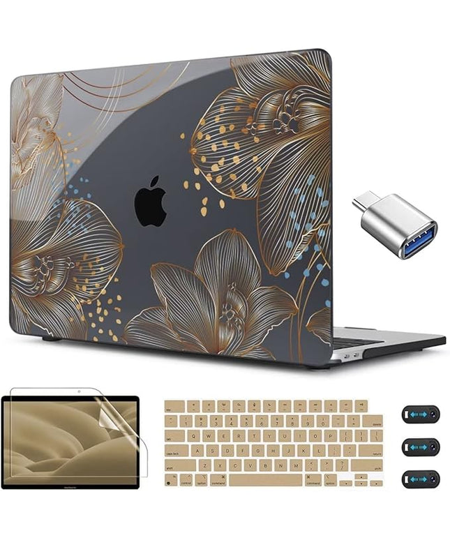 CISSOOK Gorgeous Flower Case for MacBook Air 13.6 inch M4 M3 M2 2025 2024 2022 Release, Hard Shell Case with Keyboard Cover +Screen Protector for MacBook Air 13 inch A3240 A3113 A2681