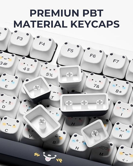 XVX Cute PBT Keycaps, Mao Profile White Puppies Keyboard Keycaps, 154 Keys Keycap Sets with Transparent Key caps Compatible with 65% 75% 96% 100% Cherry Gateron MX Switches Mechanical
