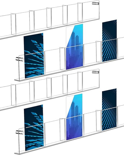 4 Pack Acrylic Brochure Holder Wall Mount 6 Pockets Brochure Holder Wall Mount Magazine Rack Clear Bookshelf Literature Storage Rack Pamphlet Display for Waiting, Living Room, Office Pamphlet Display
