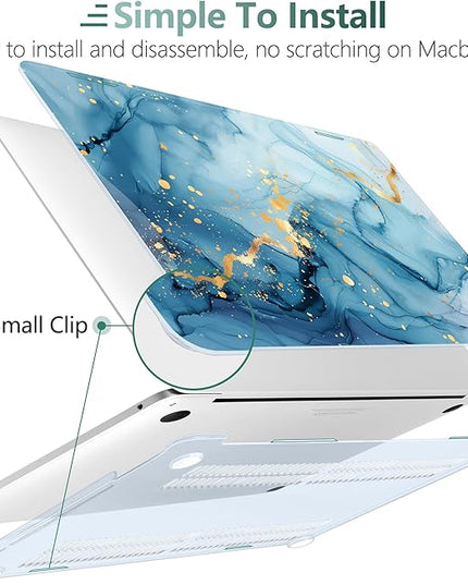 DONGKE Compatible with MacBook Pro 13 inch Case 2024 2023-2020 Release A2338 M2/M1 A2251 A2289 with Retina Display & Touch ID, Plastic Hard Shell & Keyboard Cover & Screen Film - Fluid Flows