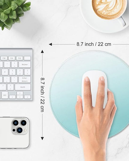 ITNRSIIET Mouse Pad Non-Slip Rubber Base Smooth Surface Stitched Edges Waterproof Durable Compatible with All Mice for Office & Gaming, Desk Accessory, Diameter 8.7 inch, Sky Gradient