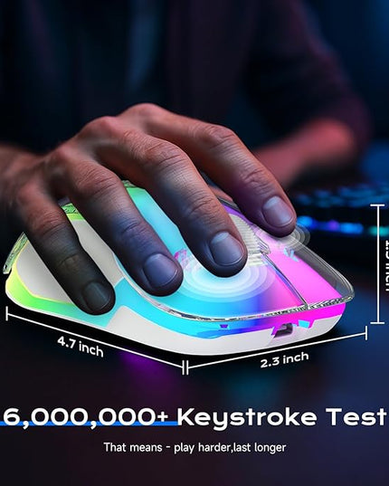 memzuoix 2.4G LED Wireless Mouse, Rechargeable Ergonomic Mouse with Detachable Cover, 1400 DPI Portable Optical Computer Mouse with USB Receiver for Laptop, PC, Desktop and MacBook, 5 Buttons-Blue