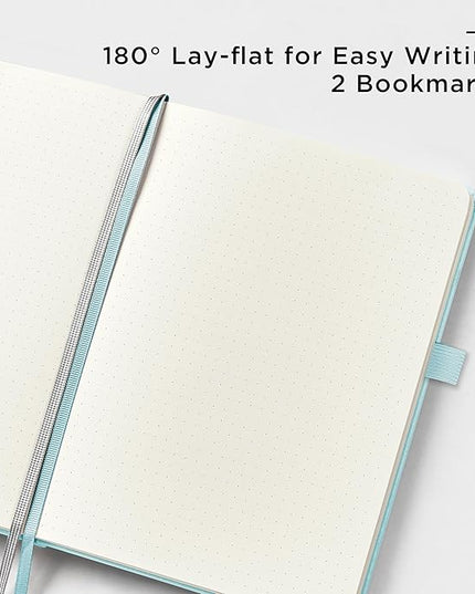 &And Per Se Dotted Journal Notebook, A5 Hardcover Leather Bullet Dotted Journal, 160 Pages 100 gsm Thick Paper, 3 Sheets of Stickers Included- 5.7'' x 8''（Cyan）