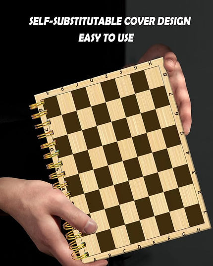 Spiral Journal Notebook for Women,A5 College Ruled Notebooks 6"x 8.4", 120 Pages (60 Sheets) Lined Journal with Premium Thick Paper,Perfect for School Office Home(Wooden Chess Board)