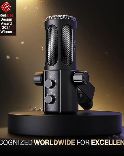 FIFINE Podcast Microphone, USB/XLR Vocal Dynamic Microphone for Streaming, Recording, Broadcast, Content Creator, Studio Microphone for PC with Mute Button, Headphone Monitoring-AmpliTank TANK6