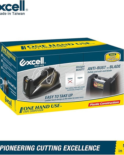 Excell EX-11425WH Premium Dualcore Desktop Tape Dispenser (1" + 3" core) with Sand Weighted Base, White Desk Tape Dispensers Use for Office, Gift Store and Wrapping Purpose