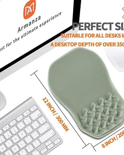 Ergonomic Slope Mouse Pad Wrist Support, Wrist Rest Mousepad for Carpal Tunnel Pain Relief with Massage Bulge and Slow Rebound Memory Foam (12x8 inch, Light Green)