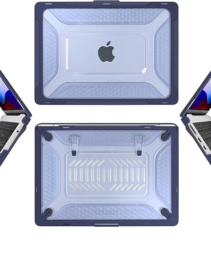 Batianda Extreme Heavy Duty Case for New MacBook Air 13.6 inch 2025 M4 2024 2022 A3240 A3113 A2681 - Anti-Slip Rubberized Stand (Holds 25lbs) Honeycomb Exoskeleton Max Cooling & Stability - Navy Blue