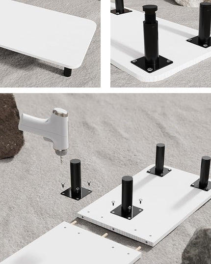 Dual Monitor Stand Riser 43.7 inch Large Extra Long Monitor Stand Riser Wide TV Stand Riser Monitor Stand for 2 Monitors Wood & Steel Leg Desktop Riser Desk Organization Home Office (White)