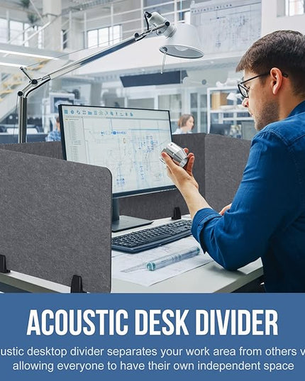 Yaomiao 3 Pcs Acoustic Desk Divider Soundproof Desk Privacy Panel Freestanding Desk Partitions Sound Absorbing for Students Office Reduce Noise Visual Distractions (47.3 x 16", 24 x 16", Dark Gray)