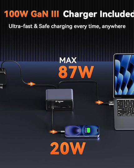 TobenONE MacBook Docking Station Dual 4K@60Hz, 16-in-2 USB C Docking Station with 2 HDMI Ports, 7 USB Ports, 100W GaN Power Supply & 20W Charging, 2.5Gbps Ethernet, for Home & Office