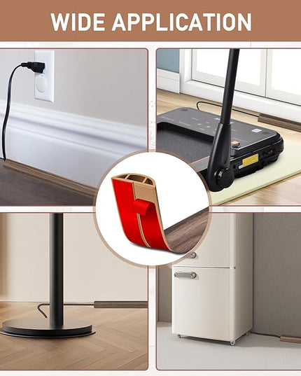 Floor Cord Cover Self Adhesive Cord Hider Floor Extension Cord Covers for Floor Power Cord Protector Cable Management Prevent Cable Trips Cable Cavity 0.51" W x 0.31" H (Smoked Brown Wood, 10Ft)
