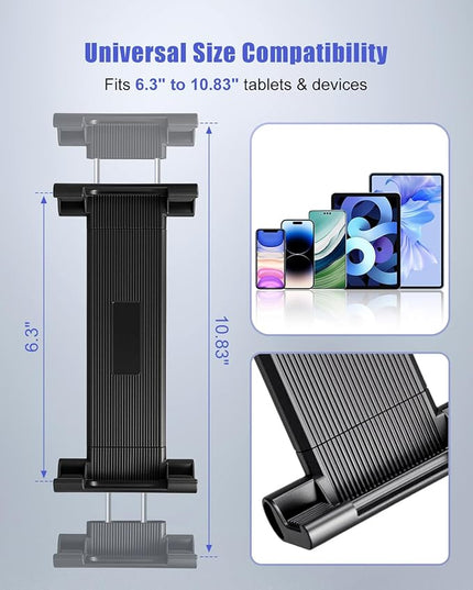 THXCHER Industrial Aluminum Tablet Mount with Dual Link Arm, Heavy Duty 360° Adjustable Holder for 6-13" Devices, Multi-Hole Base for Truck Boat Wall Desk Installation