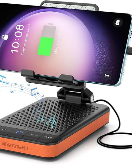 JTEMAN Bluetooth Speaker Phone Stand with Charging Function,Portable Foldable Slim Stand,Birthday Gifts for Men and Women Tech Gadgets