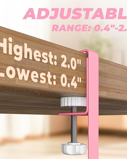 Under Desk Cable Management Tray, 15.7'' No Drill Steel Desk Cable Organizers, Wire Management Tray Cable Management Rack (2 Pack-Pink)