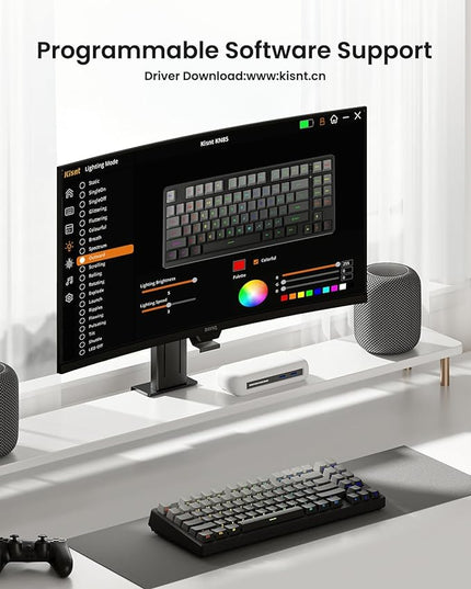 Wireless Mechanical Keyboard,Gasket Mounted Creamy Sound,Bluetooth/2.4GHz/USB-C,Side Printed PBT Keycaps with RGB Backlit, Hot Swappable,75% Compact Layout for Gaming/Typing/Win/Mac/PC(Gradient Gray)