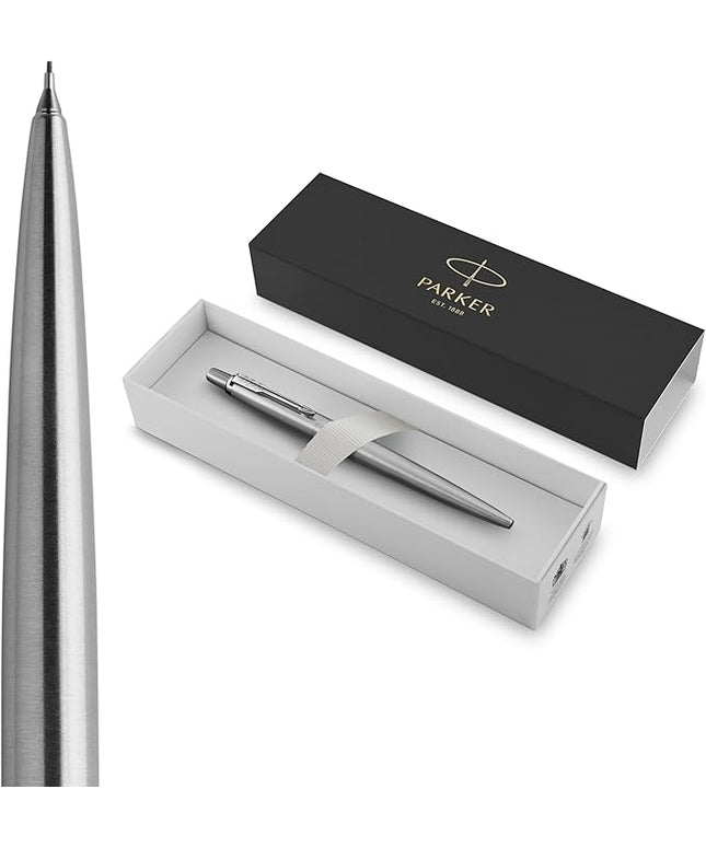 Parker Jotter Mechanical Pencil, Stainless Steel with Chrome Trim, 0.5mm, HB #2 - Smooth Writing, Signature Design, Stationary, Desk Essentials