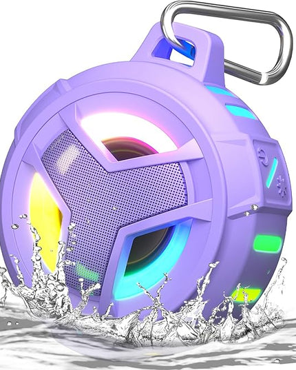 EBODA Bluetooth Shower Speaker, IP67 Waterproof Portable Wireless Small Speakers, Floating, 24H Playtime for Home, Beach, Pool, Kayak, Hiking, Boat Accessories, Gifts for Women, Girls - Purple