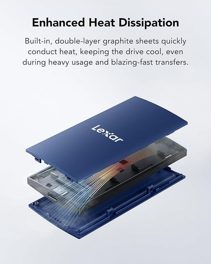 Lexar ES3 2TB External SSD, USB 3.2 Gen2 Portable SSD, PSSD Up to 1050MB/s Read, 1000MB/s Write, External Solid State Drive Compatible with iPhone 16/15 Series/Mac/PS5/XBOX/Laptop/PC, Blue