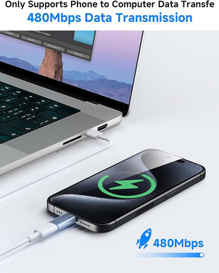 MFi Certified USB C to Lightning Adapter 4-Pack, 27W Fast Charging & Data Sync, Lightning to USB Type C Cable Adapter Compatible with iPhone 14/13/12/Pro/Max, iPad, AirPods, with Anti-Loss Lanyard