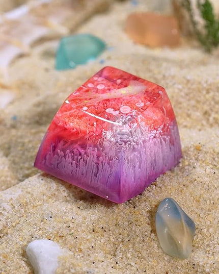 Squid Artisan Keycap Pink and Purple Coral Reef R1 SA Profile Custom Sea Creatures Keycaps 1U ESC Handmade Gaming Ocean Resin Key Cap Cherry MX Switch Compatible Mechanical Keyboard Squid Lover Gift