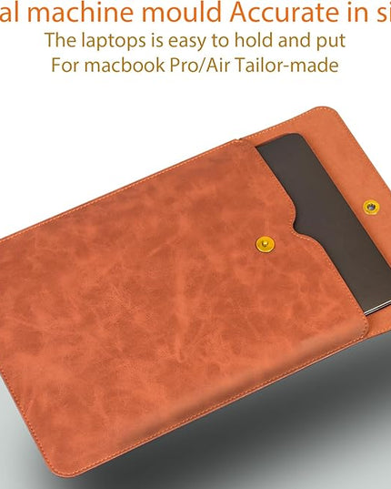 Genuine Leather Laptop Sleeve Compatible with MacBook Pro 14 Inch M4 M3 M2 Pro/Max 2023 & M1 Case,Slim and Durable Waterproof Vertical Laptops Bag for 14 Inch Notebook Computer Cover,Brown