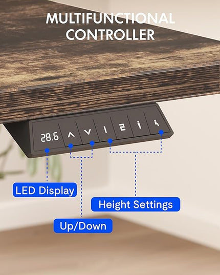 FLEXISPOT EN2 Whole-Piece Standing Desk with Clamp Power Strip, 55 x 28 Electric Stand Up Height Adjustable Desk with Cable Management (Black Frame + 55" Rustic Brown Desktop, 2 Packages)