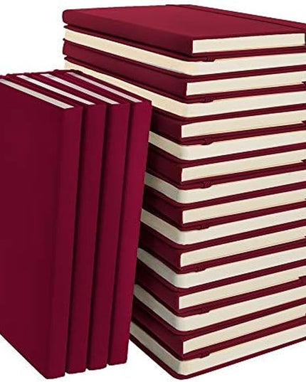 20 Pack Bulk A5 Dotted Hardcover Notebooks, 192 pages, 5.7" x 8.4", Writing Journal for Work, Travel, Business, School & More, Grid Notebook for Men & Women - Wine