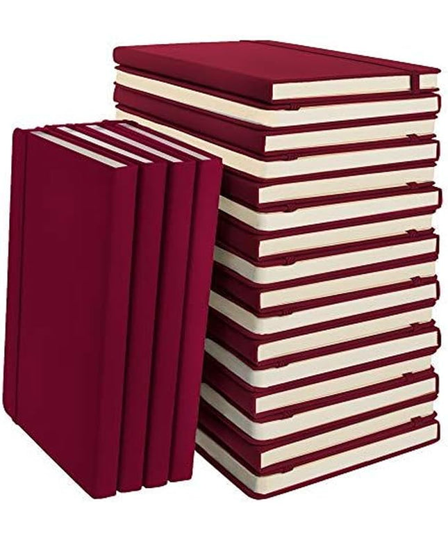 20 Pack Bulk A5 Dotted Hardcover Notebooks, 192 pages, 5.7" x 8.4", Writing Journal for Work, Travel, Business, School & More, Grid Notebook for Men & Women - Wine