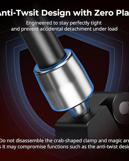 SmallRig Magic Arm Clamp w/ 1/4" Screw, Phone Mount for Magsafe & Magnetic Adapter Ring, 11 Inches Integrated Magic Arm for iPhone, for Android, for Action Cameras/LCD Monitor/LED Lights - 5604