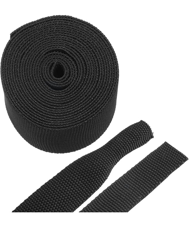 MECCANIXITY Braided Cable Sleeves Heat Shrinkable Fabric Sleeving, 7/8" 10ft Black 2:1 Ratio Heat Shrinkable Cord Protector for Harness Cable, Network Cable Protection, Cable Management