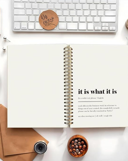 It is What It is Funny Notebooks for Work, Funny Office Gifts for Coworkers, Office Humor Gifts, Funny Office Supplies, Funny Hardcover Spiral Notebook 5.5x8.3 Inch