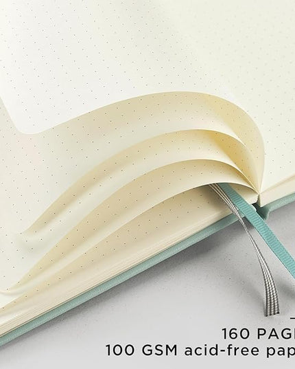 &And Per Se Dotted Journal Notebook, A5 Hardcover Leather Bullet Dotted Journal, 160 Pages 100 gsm Thick Paper, 3 Sheets of Stickers Included- 5.7'' x 8'' (Turquoise)