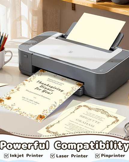 120 Sheets Cardstock 8.5x11, 65lb Cream Card Stock, Cream Construction Paper, 180gsm Thick Printer Paper for Printing, Painting, Card Making, Kids School Supplies,Party Decorations