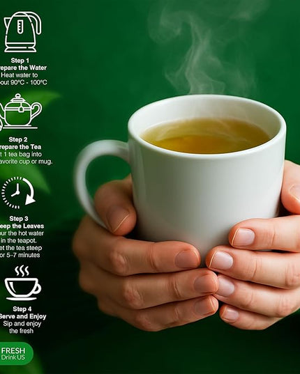 FreshDrinkUS, 24 Packs of Premium Herbal Support Tea – Ginseng Six Treasure Blend, 9 Powerful Ingredients, 10g/Bag – Men's Wellness Tea with Ginseng and Five Treasure Aid Root.