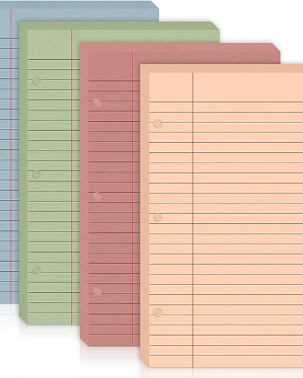 100 Sheets Half Letter Lined Paper 5.5 X 8.5 In Colored Notebook Paper College Ruled Loose Leaf Paper 3 Hole Punched Half Mini Binder Inserts Fit 3 Ring Binder for School Office