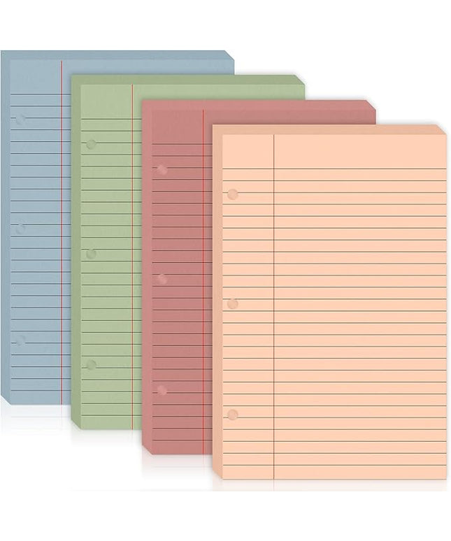 100 Sheets Half Letter Lined Paper 5.5 X 8.5 In Colored Notebook Paper College Ruled Loose Leaf Paper 3 Hole Punched Half Mini Binder Inserts Fit 3 Ring Binder for School Office