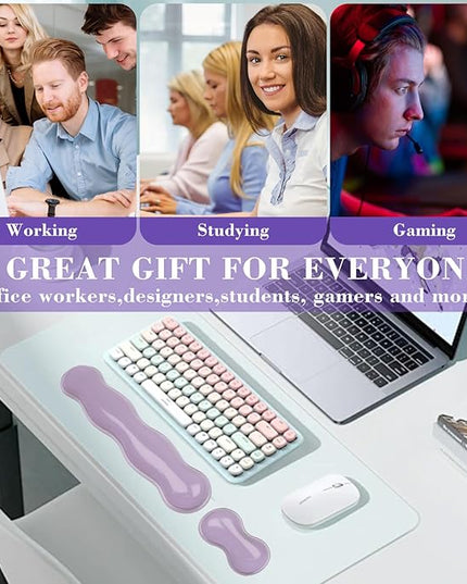 Gel Wrist Rest for Keyboard and Mouse, Wrist Rest for Keyboard, Mouse Wrist Support, Pain Relief, Cool Touch, Non-Skid, Keyboard and Mouse Wrist pad Set