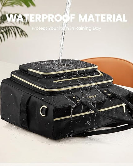 LOVEVOOK Teacher Tote Bag for Women Work, Laptop Bag Work Tote Bag Nurse Bags With Large Cup Holder, Professional Computer Briefcase Business Large Purses Handbag, Diaper Bag Mother Gift, Black