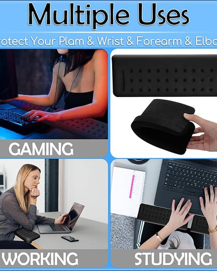 2-Piece Ergonomic Desk Edge Cushion, L-Shaped Memory Foam Elbow Pads with Non-Slip Base, Arm Rest for Desk & Wrist Rest for Computer Keyboard, Office and Home Use